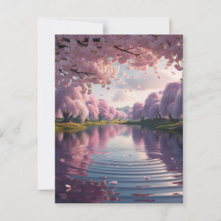 CARTE POSTALE 満開の桜が湖面に映る幻想的な世界＊春の便り