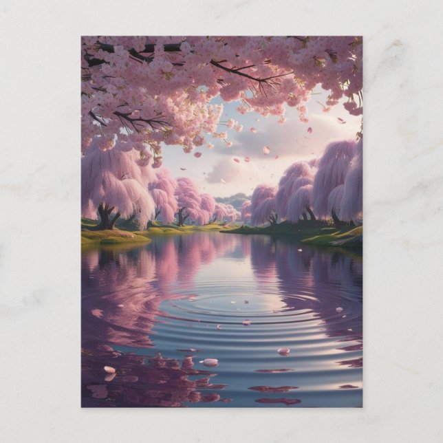 CARTE POSTALE 満開の桜が湖面に映る幻想的な世界＊春の便り (Devant)