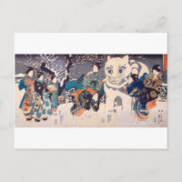 猫 の 雪 だ る ま, 国 Gros Chat Snowman, Kuniyoshi, Ukiyo