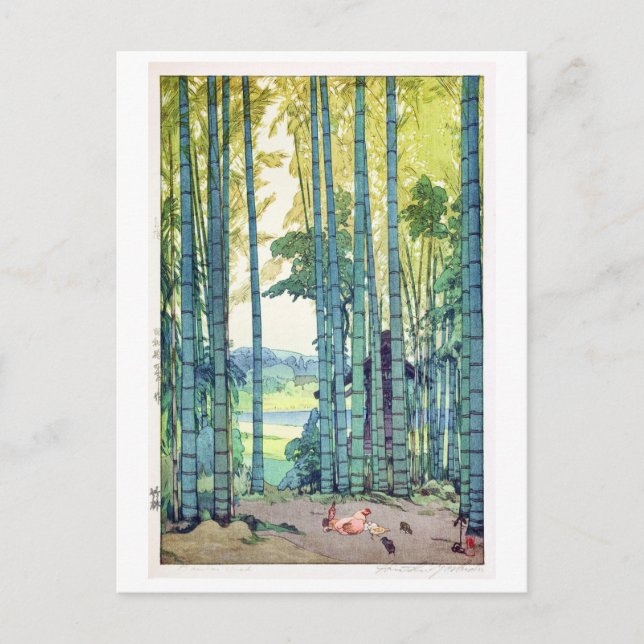 Carte Postale 竹 林, Bambou, Hiroshi Yoshida, Bois (Devant)