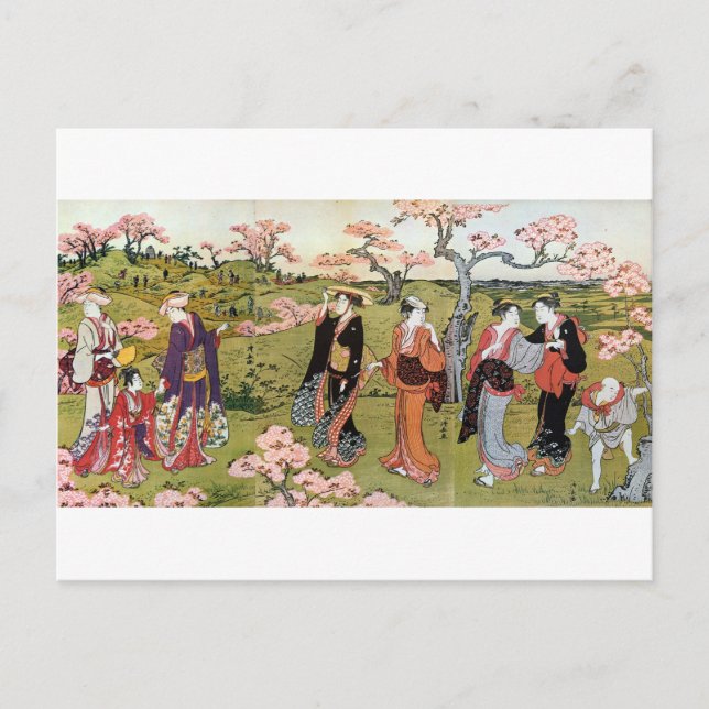 Carte Postale 花 見, 清 長 Fleur Viewing, Kiyonaga, Ukiyo-e (Devant)