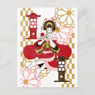 Carte Postale 花 魁 と 灯 (Oiran et Andon)