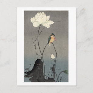 Carte Postale 蓮にカワセミ, martin-pêcheur de 古邨 sur Lotus, Koson,