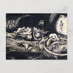 Carte Postale 雲 龍 図, 曾 我 白 Dragon avec Cloud, Sumi-e