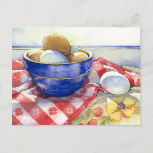 Carte Postale 0009 Oeufs dans le Bol Bleu