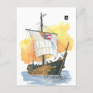 Carte Postale (025) Bateau à voile médiéval Kogge Wissemara