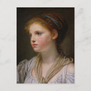 Carte Postale 0irl avec ruban bleu