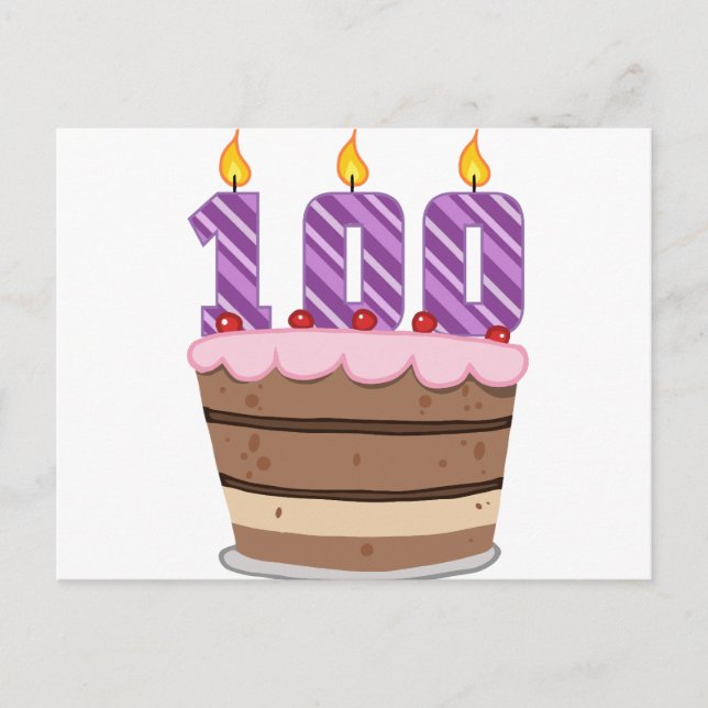 Carte Postale 100 ans sur le gâteau d'anniversaire (Devant)
