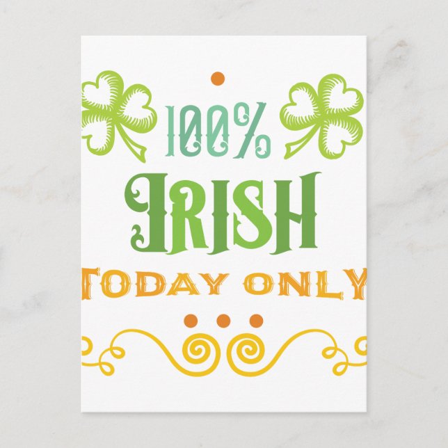 Carte Postale 100% Irish Today Word Art (Devant)