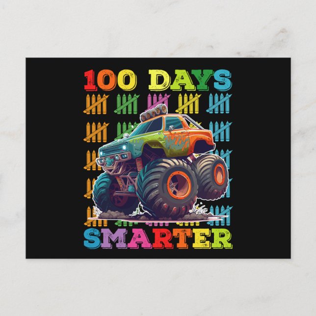 Carte Postale 100 Jours Camion Monster Smarter 100e jour École (Devant)