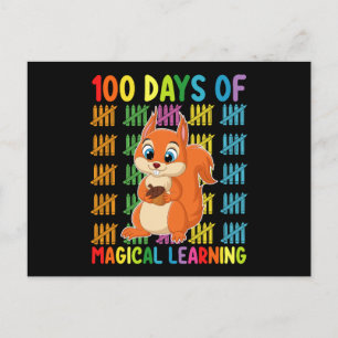 Carte Postale 100 Jours D'Apprentissage Magique École D'Écureuil