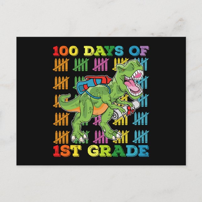 Carte Postale 100 Jours De 1Ere Année T Rex Dinosaur School (Devant)