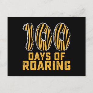 Carte Postale 100 jours de tigre rugissant drôle 100ème jour éco