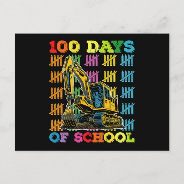 Carte Postale 100 Jours D'Enseignant De L'École D'Excavateur (Devant)