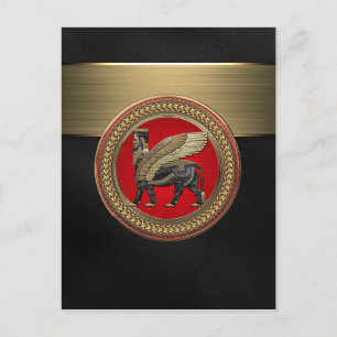 Carte Postale [100] Taureau ailé assyrien : or et lamassu noir