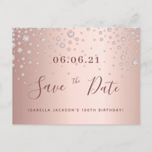 Carte Postale 100e anniversaire rose diamants or enregistrer la 