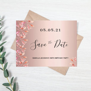 Carte Postale 100e anniversaire rose or rose floral enregistrer 