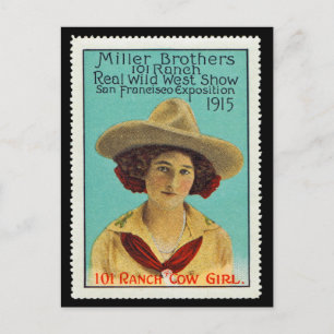 Carte Postale 101 Cowgirl Poster Timbre #3, Panama-Pacifique