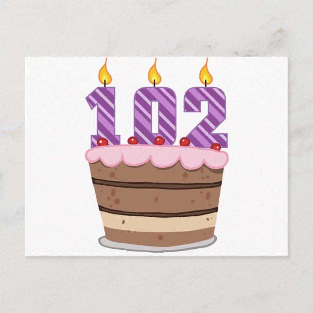 Carte Postale 102 ans sur le gâteau d'anniversaire (Devant)