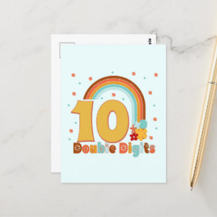 Carte Postale 10 CHIFFRES Double Anniversaire Fille Fête Super 