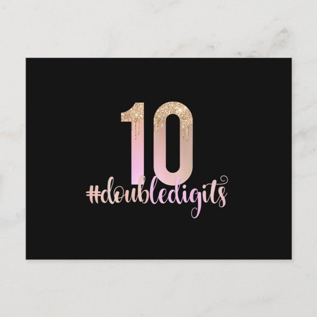 Carte Postale 10e anniversaire Double chiffres filles Peach Ombr (Devant)