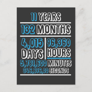 Carte Postale 11 Ans Calcul Anniversaire