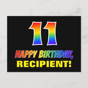 Carte Postale 11e anniversaire : Bold, amusant, simple, arc-en-c