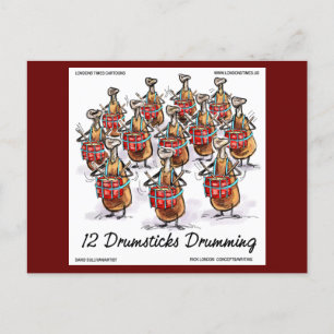 Carte Postale 12 Drumbks Drumming Rick London Funny