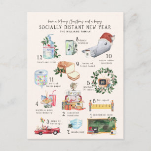 Carte Postale 12 Jours de Covid   Vacances de Noël "Quarantine"