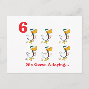 Carte Postale 12 jours six oies pondent