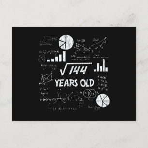 Carte Postale 12e anniversaire Carré mathématiques racine 12 ans