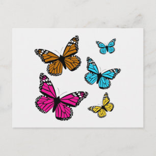 CARTE POSTALE 139 PAPILLONS DE DESSIN ANIMÉ COLORÉS ASSORTIMENT 