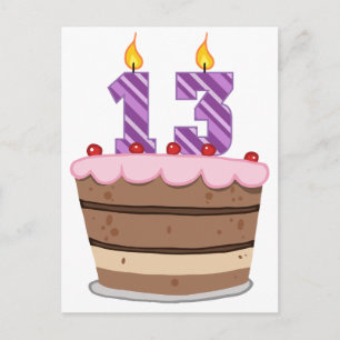 Carte Postale 13 ans sur le gâteau d'anniversaire