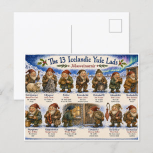 Carte Postale 13 lutins de Noël islandais Christmas reykjavik