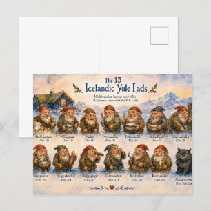 Carte Postale 13 lutins islandais Noël en Islande