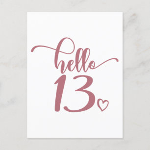 Carte Postale 13e anniversaire Femmes Bonjour 13 mignonnes 13 an