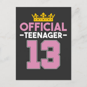 Carte Postale 13e anniversaire fille princesse officielle adoles