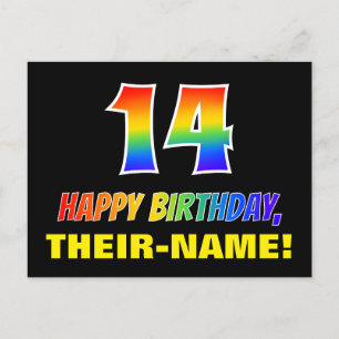 Carte Postale 14e anniversaire : Bold, amusant, simple, arc-en-c