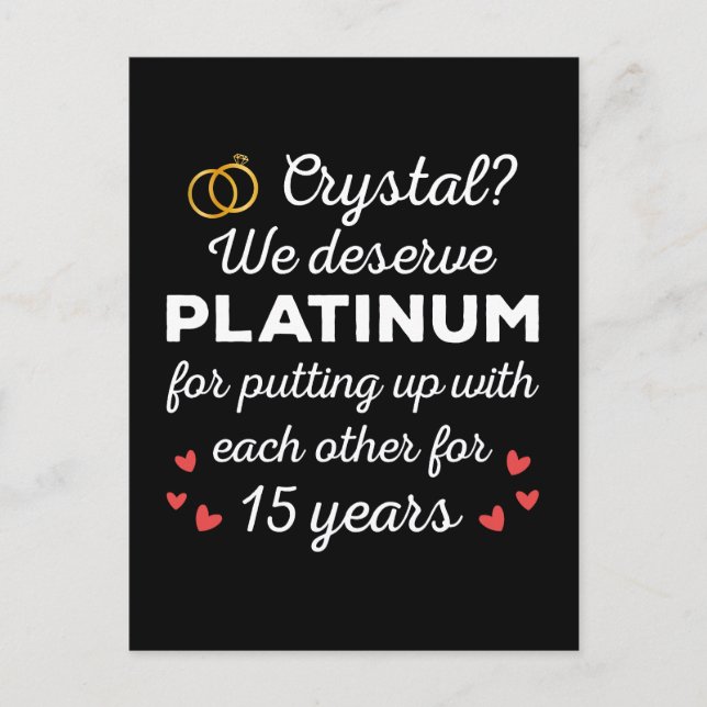 Carte Postale 15ème anniversaire du Mariage I - Crystal Funny Co (Devant)