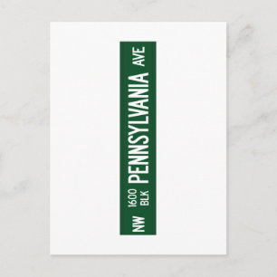Carte Postale 1600 avenue de Pennsylvanie, Panneau routier, DC, 