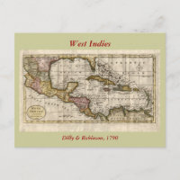 1790 Map of The West Indies by Dilly and Robinson