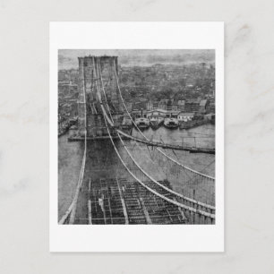 Carte Postale 1870 s New York City Brooklyn Bridge Construction