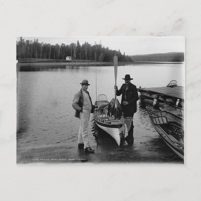 Carte Postale 1898 Lac Gogebic Black Bass Fishing (Devant)