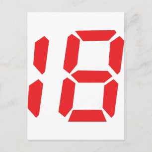 Carte Postale 18 dix-huit réveil rouge numéro numérique