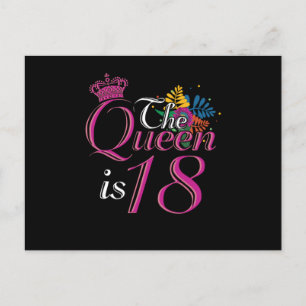 Carte Postale 18 e Anniversaire Célébration Don La Reine Est 18 
