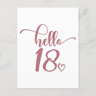 Carte Postale 18e anniversaire femmes Bonjour 18 Mignon 18 ans
