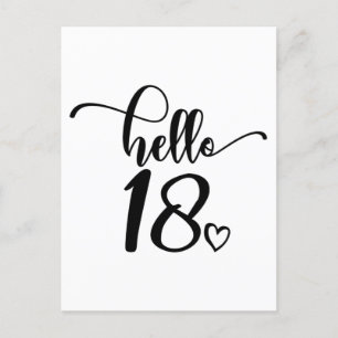 Carte Postale 18e anniversaire Femmes Bonjour 18 mignonnes 18 an