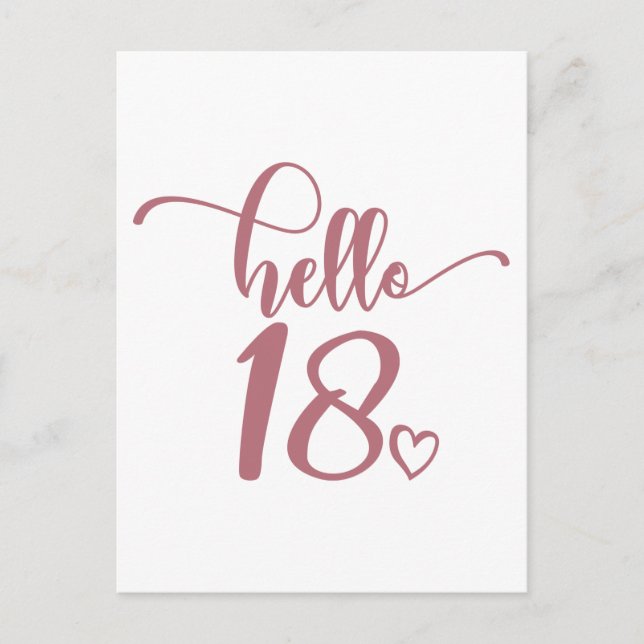 Carte Postale 18e anniversaire Femmes Bonjour 18 mignonnes 18 an (Devant)
