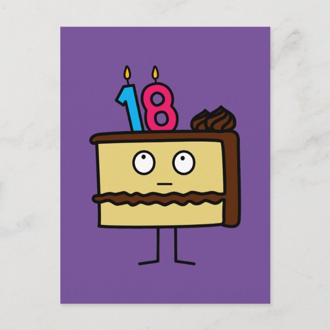 Carte Postale 18e anniversaire gâteau avec bougies glaçage au ch (Devant)