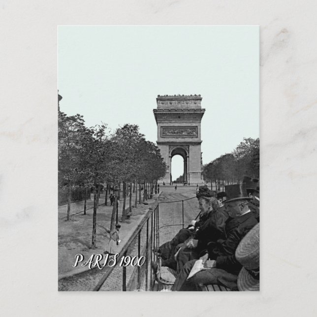 Carte Postale 1900 arc de triomphe paris Paris Bus Ride People (Devant)